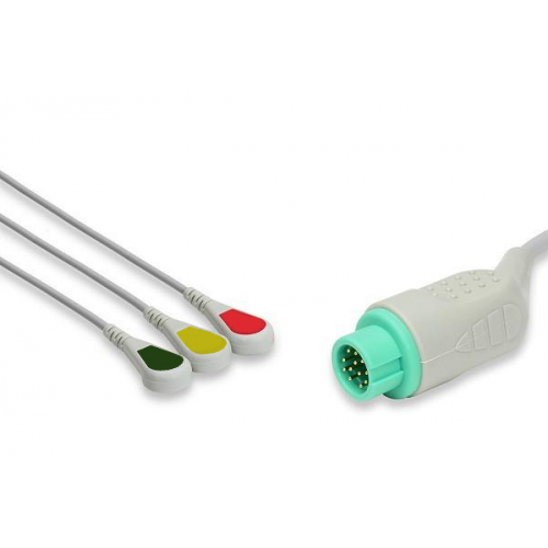 Kabel kompletny EKG do Biolight, 3 odprowadzenia, zatrzask, wtyk 12 pin